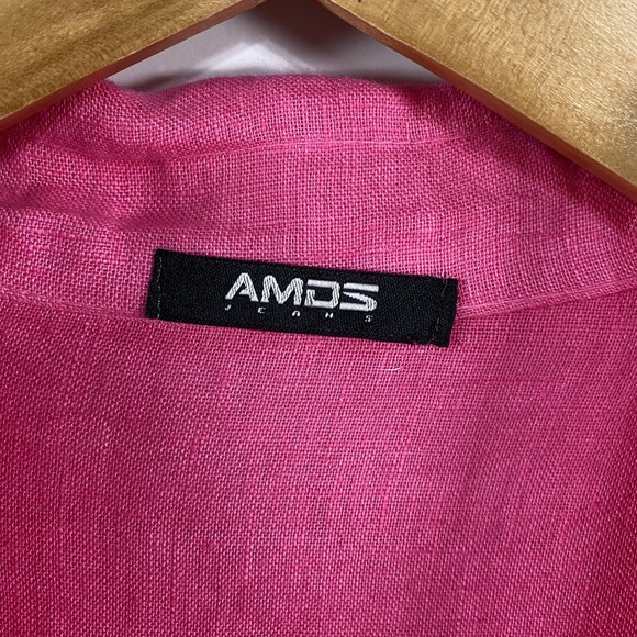 AMDS Jeans Dress Womens Large Button Front Linen High Low Hem Collared Casual - Picture 2 of 13